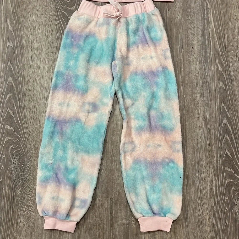 Kensie Girl Matching Set Unicorn Fleece Airbrush Tie Dye